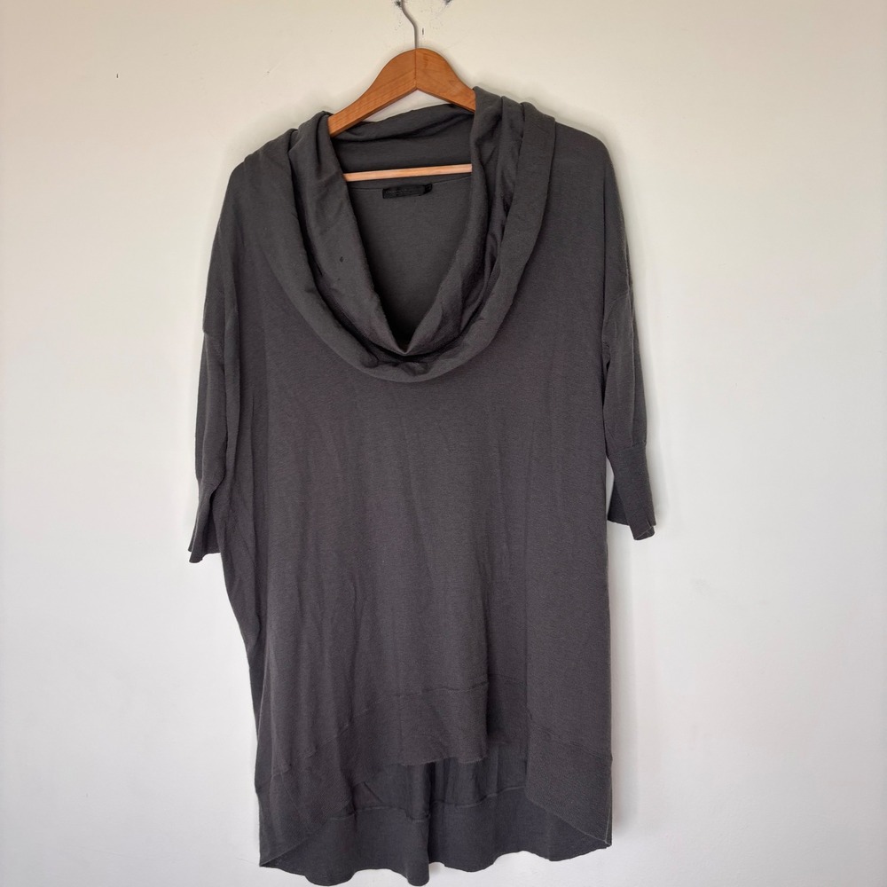 Donna Karan NY Gray‎ 100% Cashmere Cowl Turtleneck Tunic Sweater Size Medium